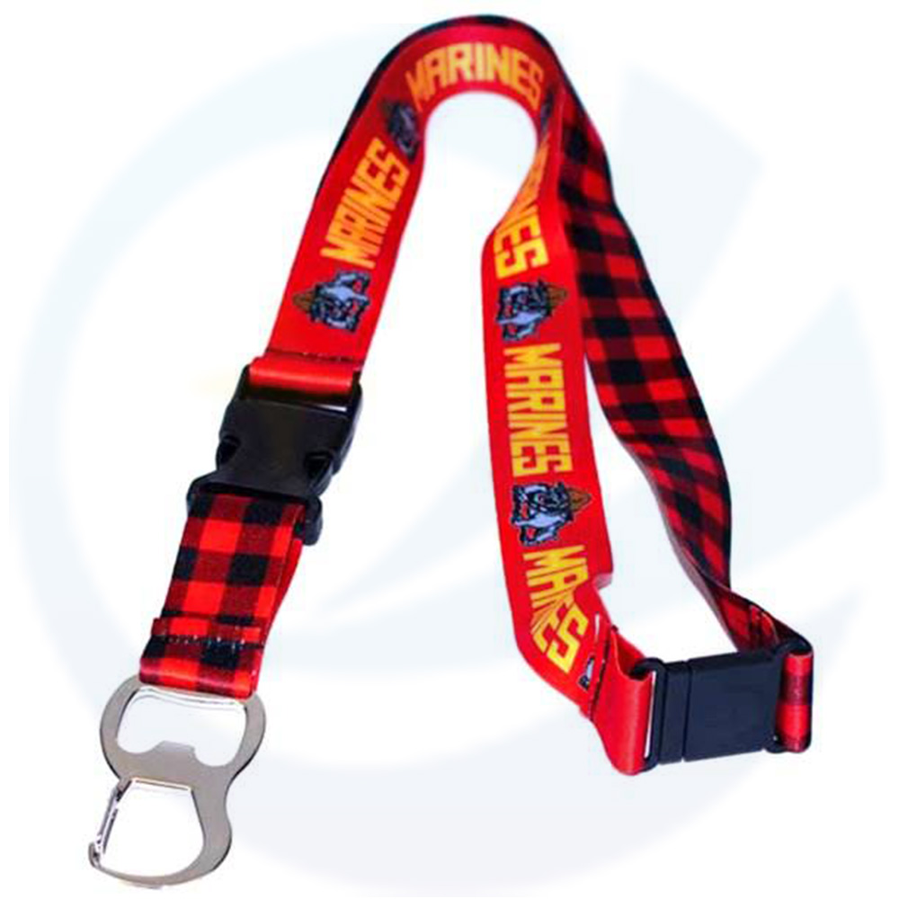 Abreador de cerveza al por mayor Lanyard Keychain Sublimation Polyester Botella abreadora personalizada Lanyard