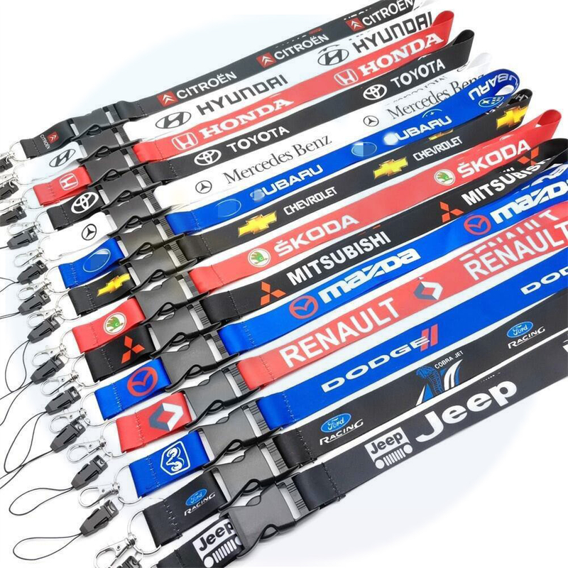 Venta caliente de 2.5cm EE. UU. Y Alemania Etiqueta de automóvil Long Lando Mobile Phone Trabajo Logotipo de Lanyard Car Logotipo