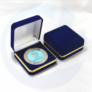 No MOQ Factory Direct Customized Customize Gold Coin en caso de terciopelo / moneda con caja de terciopelo / moneda en Velvet Box