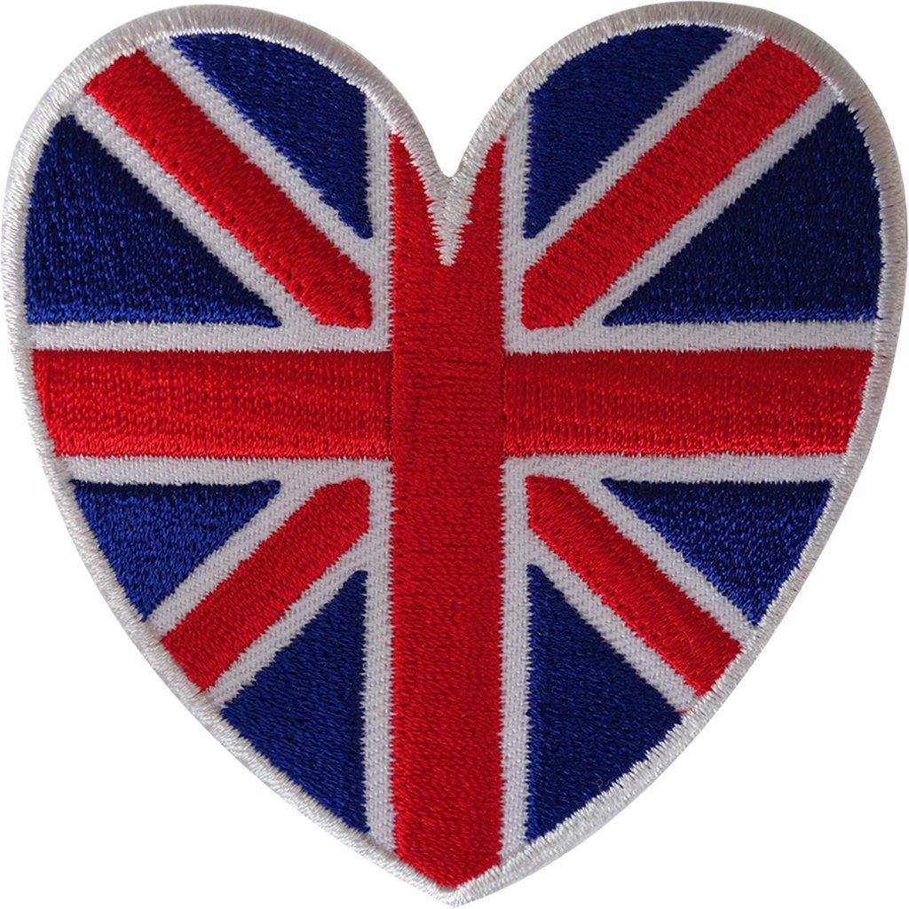 Patch de coraz&oacute;n de bandera del Reino Unido Patch bordado de hierro bordado cosiendo