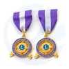 Metal Custom Custom 3D Lions Club Lapel Pin Medallas de Metal Honorable Medal Campaña Medallas de rotación con cinta corta