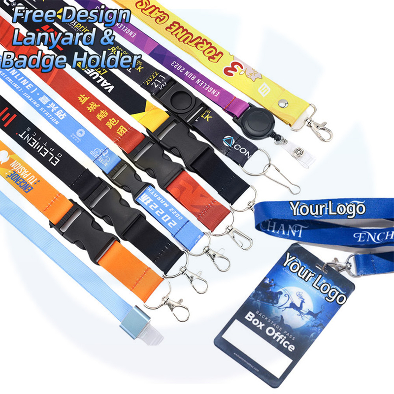 Fabricante Logotipo promocional personalizado Lanyard con sublimación de cuello Impresión Poliéster Lanyards para insignia de tarjeta de identificación