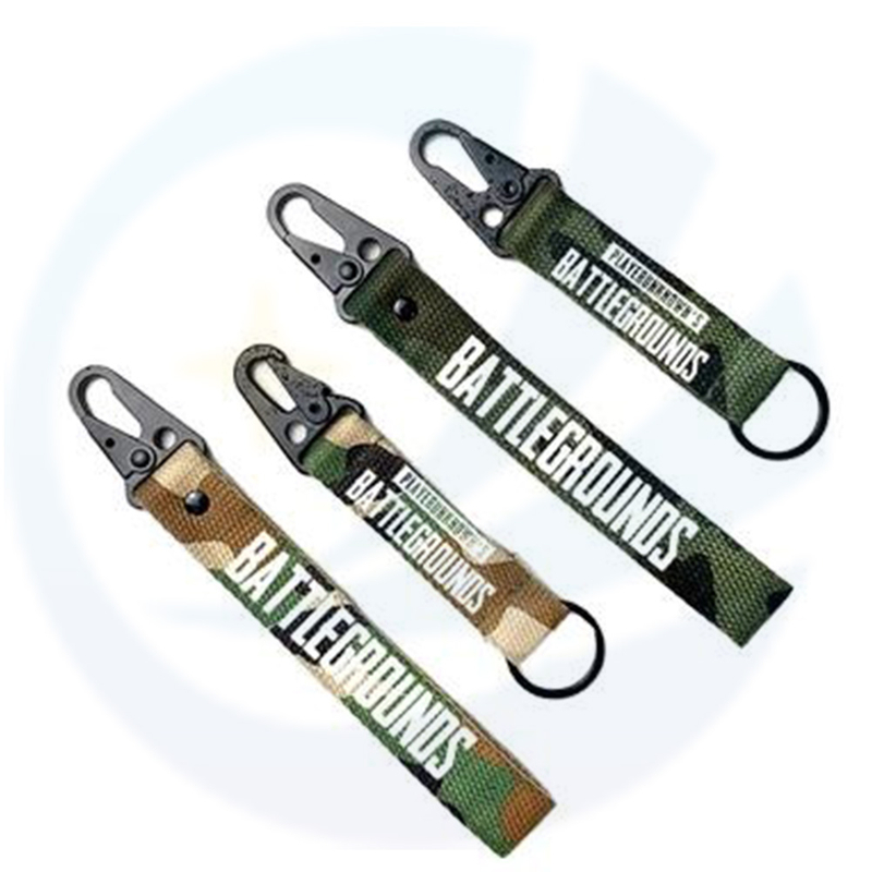 Langardes de llavero promocional con logotipo Camuflaje personalizado Camuflaje tejido Polyester Neck Lanyard Case para deportes al aire libre