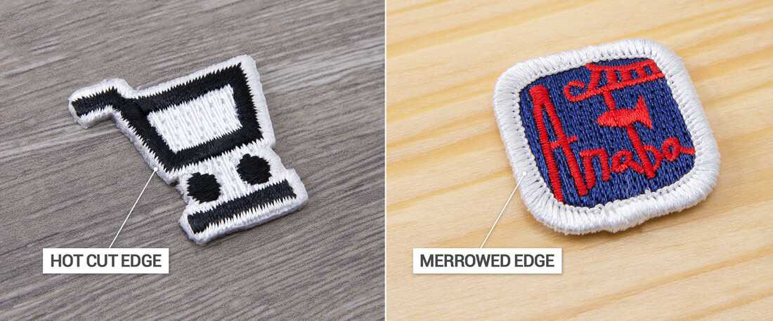 Mini parches borde de corte en caliente - borde Merrowed