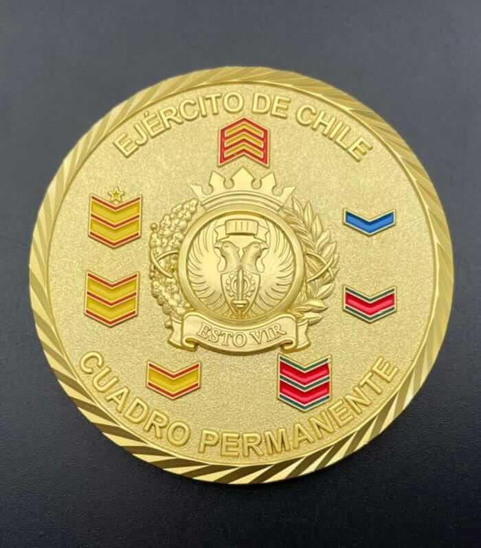 Monedas de chile de metal con grabado de oro de Gold Custom Cheap