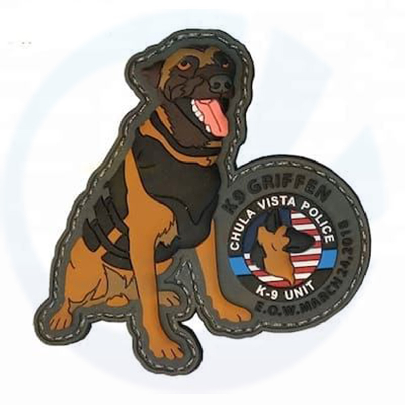 No hay ropa mínima personalizada perrito militar 3D PVC Patch PVC Patches de logotipo de goma suave de silicona parches