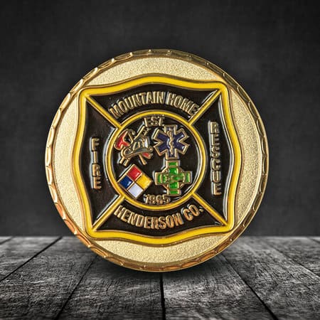 Moneda de desaf&iacute;o del departamento de bomberos