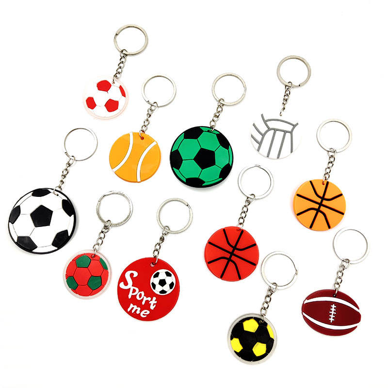 PVC Sport Sport Rugby Baseball Caqueta de fútbol Keyring 2D Silicone Soft Rubber Keychain