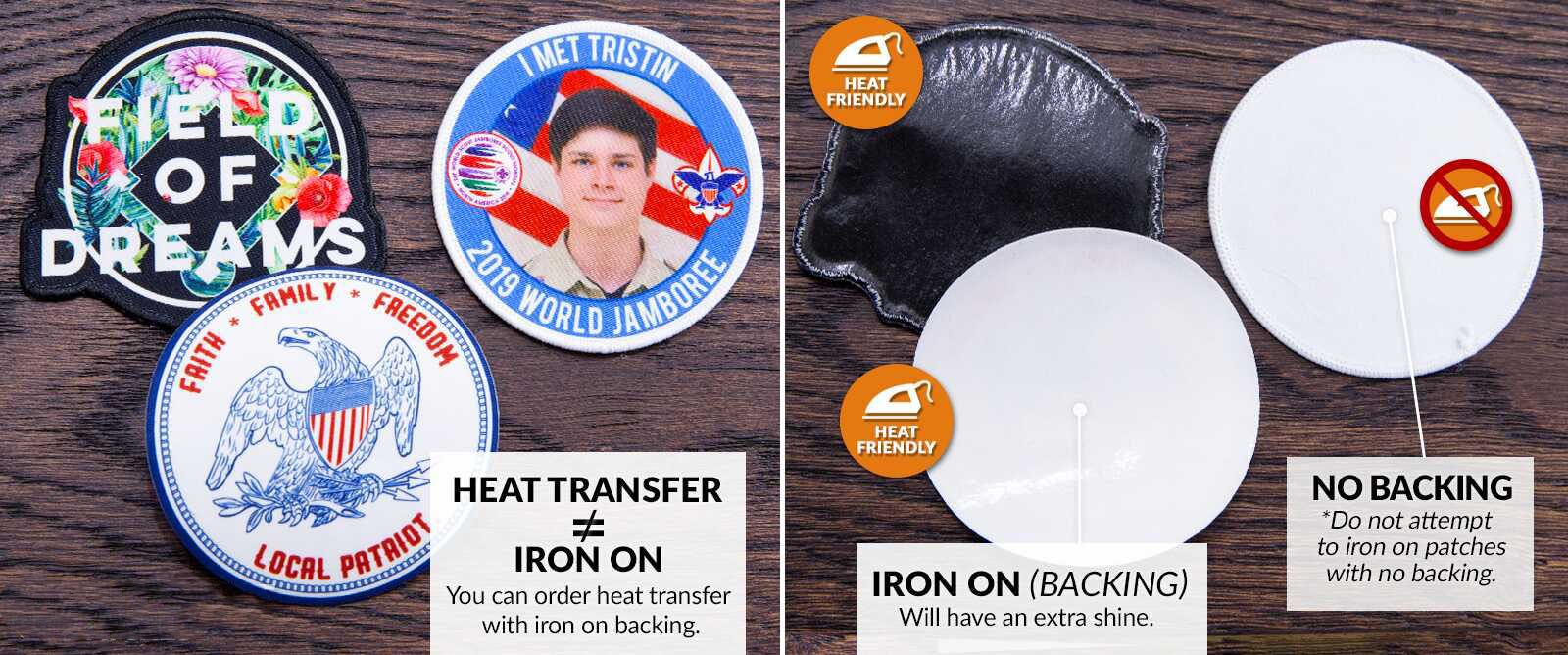 Patches de firma Partidos de transferencia de calor vs Pat de hierro