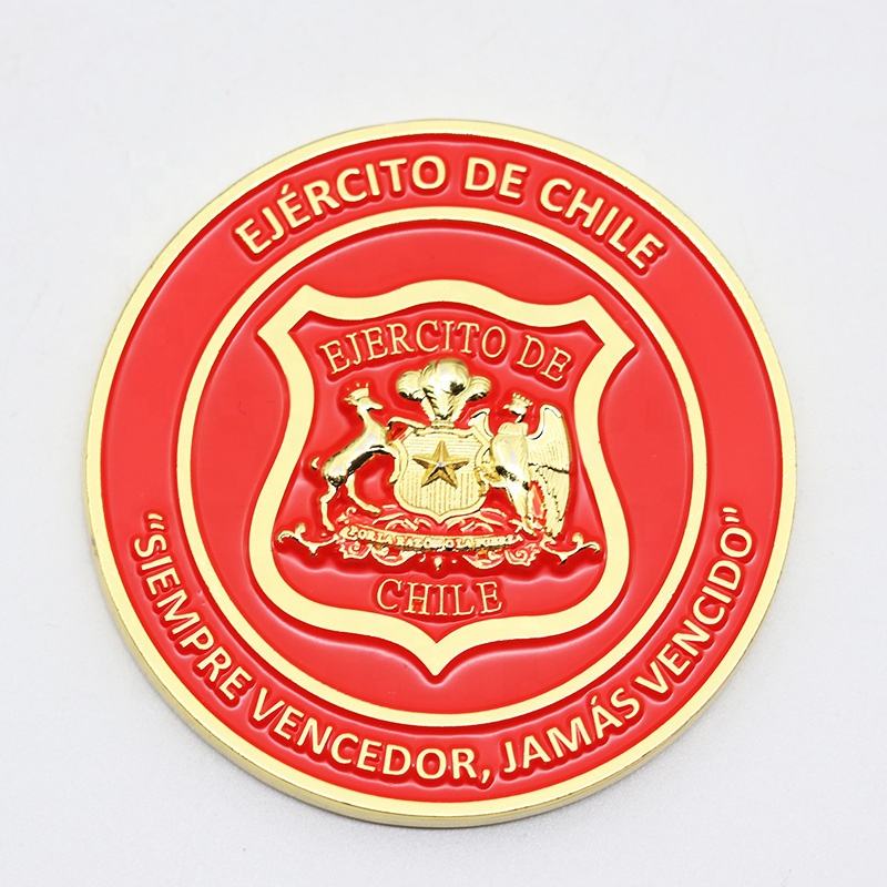 Monedas de chile de metal con grabado de oro de Gold Custom Cheap