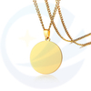 Encanto redondo de acero inoxidable personalizado de 18k joyas de oro grabadas logotipo personalizado rectángulo colgante de cardado colgante