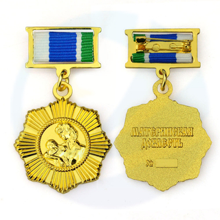 Sin orden mínimo personalizado en blanco Medalla de honor Medalla de metal Medalla e insignias de premio de oro chapado