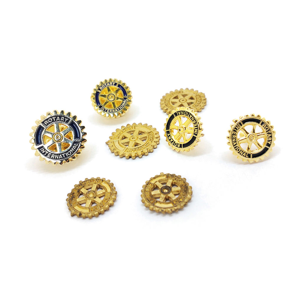 Entrega rápida de 16 mm Pins de esmalte rotativo Lion Club Pins Insignias