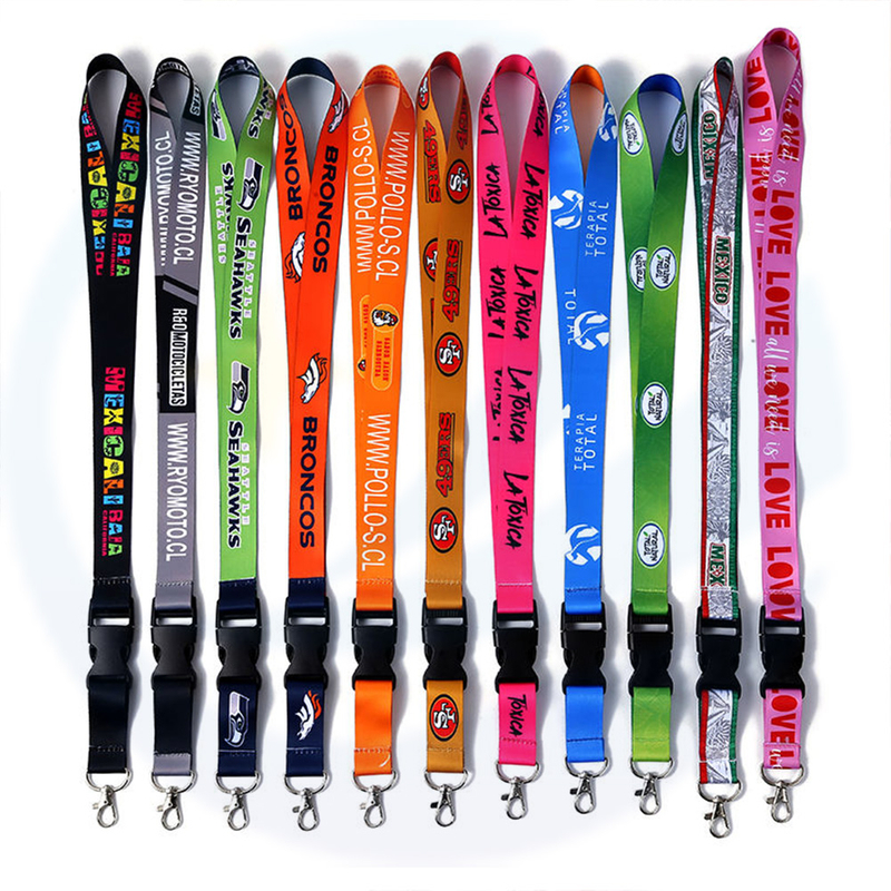 Tolde de identificación de impresión de sublimación personalizada al por mayor soporte para la plantilla de polieta Lanyard Lanyards con logotipo personalizado