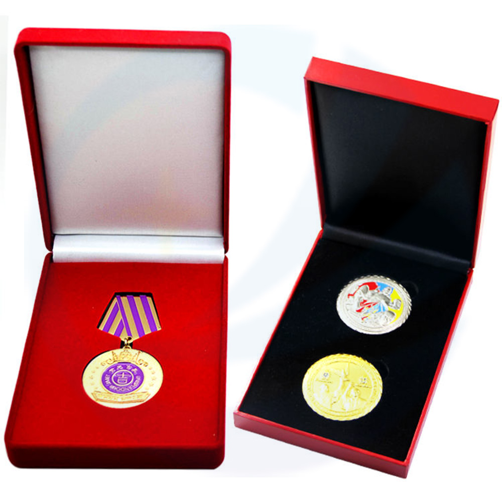 Medalla de honor de medallón de metal personalizado de fábrica con caja con caja
