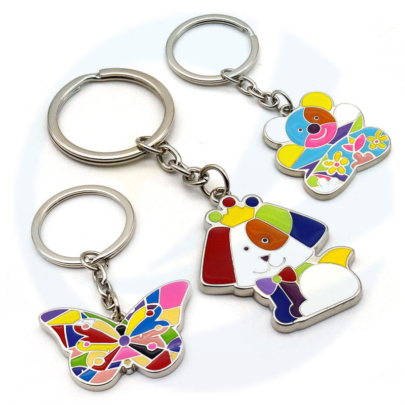 Insecto animal de mariposa de metal personalizado lindo llavero de esmalte