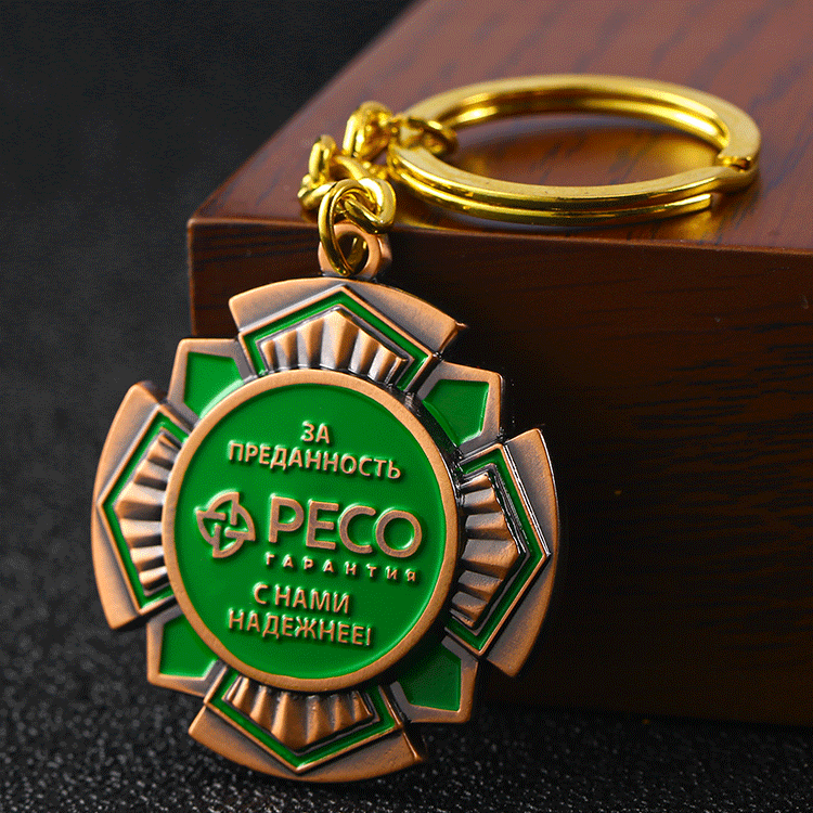 Fábrica de regalos de YC al por mayor Realización de llaves personalizados 3D grabado Russia Company Logo Bronze Medal Medal Insignia de llave personalizada