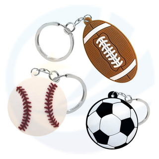 PVC Sport Sport Rugby Baseball Caqueta de fútbol Keyring 2D Silicone Soft Rubber Keychain