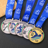 Medalla de deportes personalizados Fabricación 3D Finabyer Road Mountain Bike Medalla de ciclismo de latón Medalla de natación de natación plata con cinta