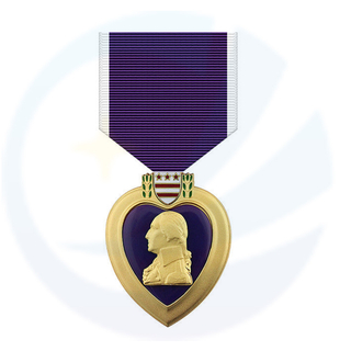 Custom la medalla del corazón púrpura de la medalla de premio de honor religioso de la cruz de metal de los Estados Unidos con cinta