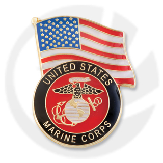 Eagle Globe y Anchor y USA Flag Pin