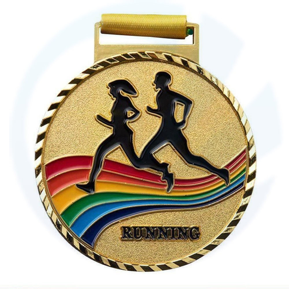 Medalla de carrera de 5k de Gold Metal de Gold Custom con Medalla Sports Sports personalizada Fabricante de maratón personalizado Fabricante de maratón personalizado