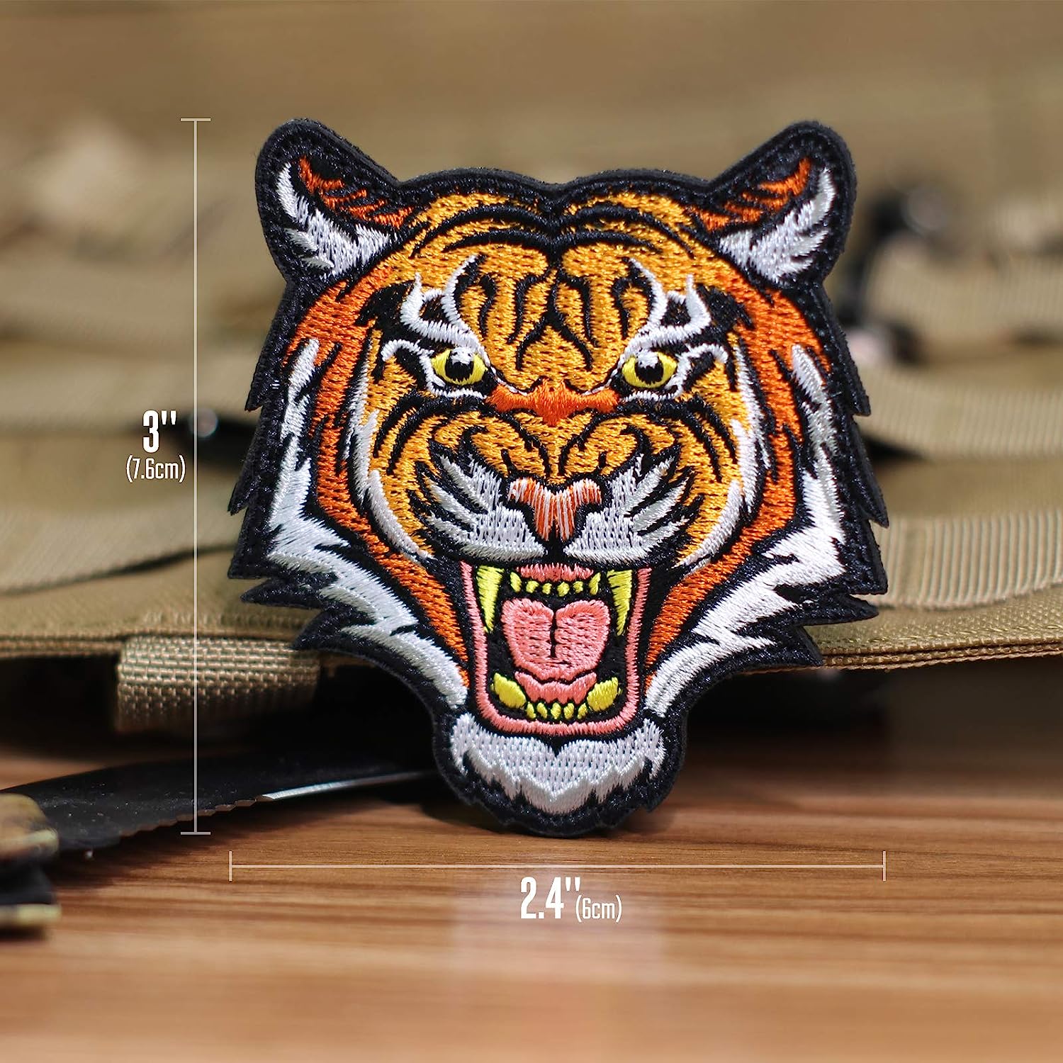 Parches de bordados de animales personalizados sin parche de tigre mínimo