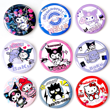 SANRIO Hello Kitty Laurel Dog Circular Múltiples formas y tamaños Botones de alfiler de seguridad