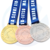 Logotipo personalizado Lanyard Women Glitter Gold Silver Bronze Premio ganador de la gimnasia Medalla de baile de metal