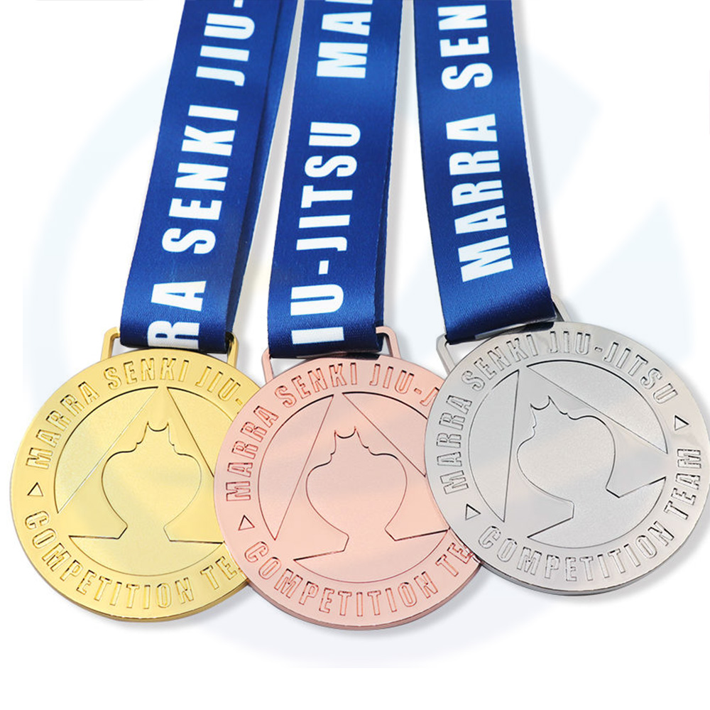 Logotipo personalizado Lanyard Women Glitter Gold Silver Bronze Premio ganador de la gimnasia Medalla de baile de metal