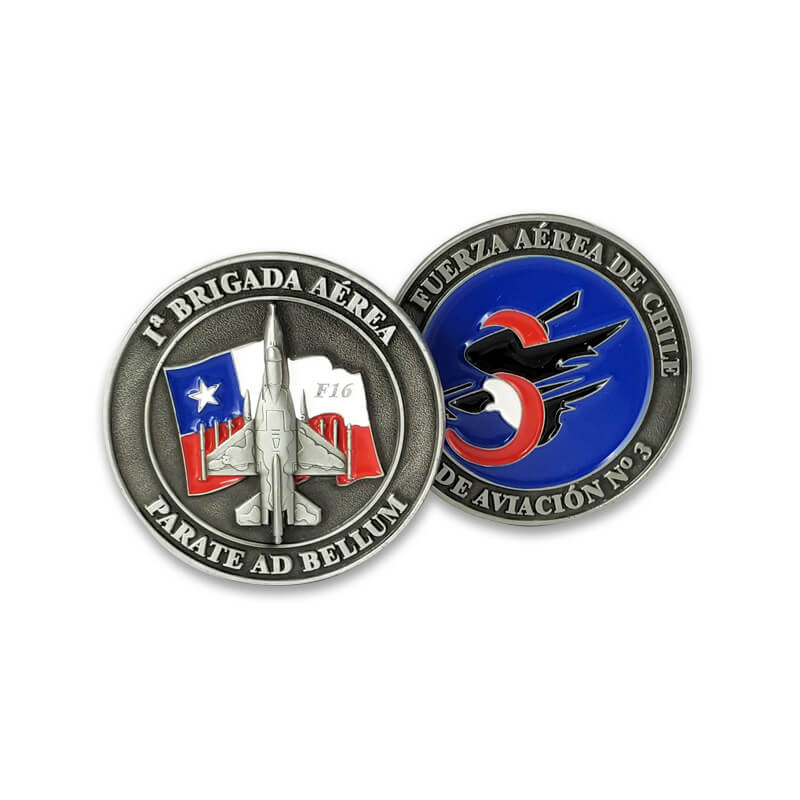 Policía militar de Metal personalizado Moneda de desafío de aviones de plata antigua