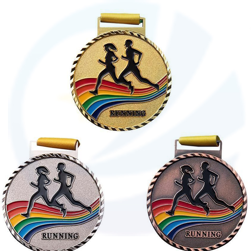 Medalla de carrera de 5k de Gold Metal de Gold Custom con Medalla Sports Sports personalizada Fabricante de maratón personalizado Fabricante de maratón personalizado