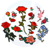 Parches de flores de bordado de bordado personalizados al por mayor en parches flores aplicadas parche de ropa