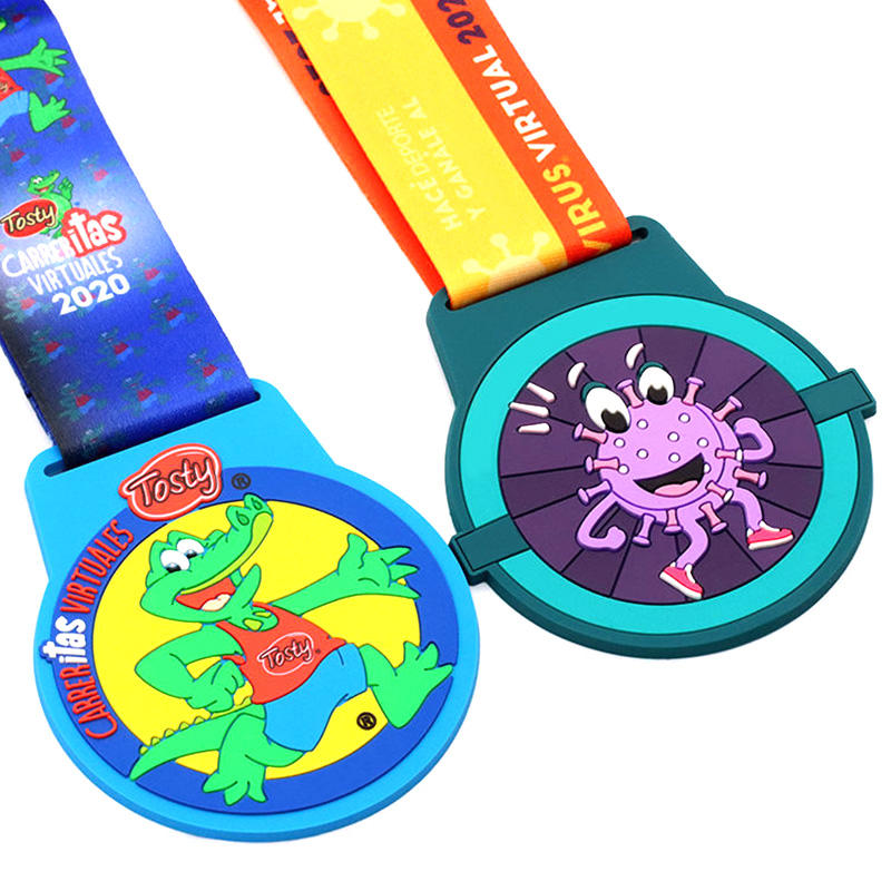 premio personalizado de goma barato PVC Soft PVC personalizados Sport Sport Souvenir Medallas de plástico recicladas