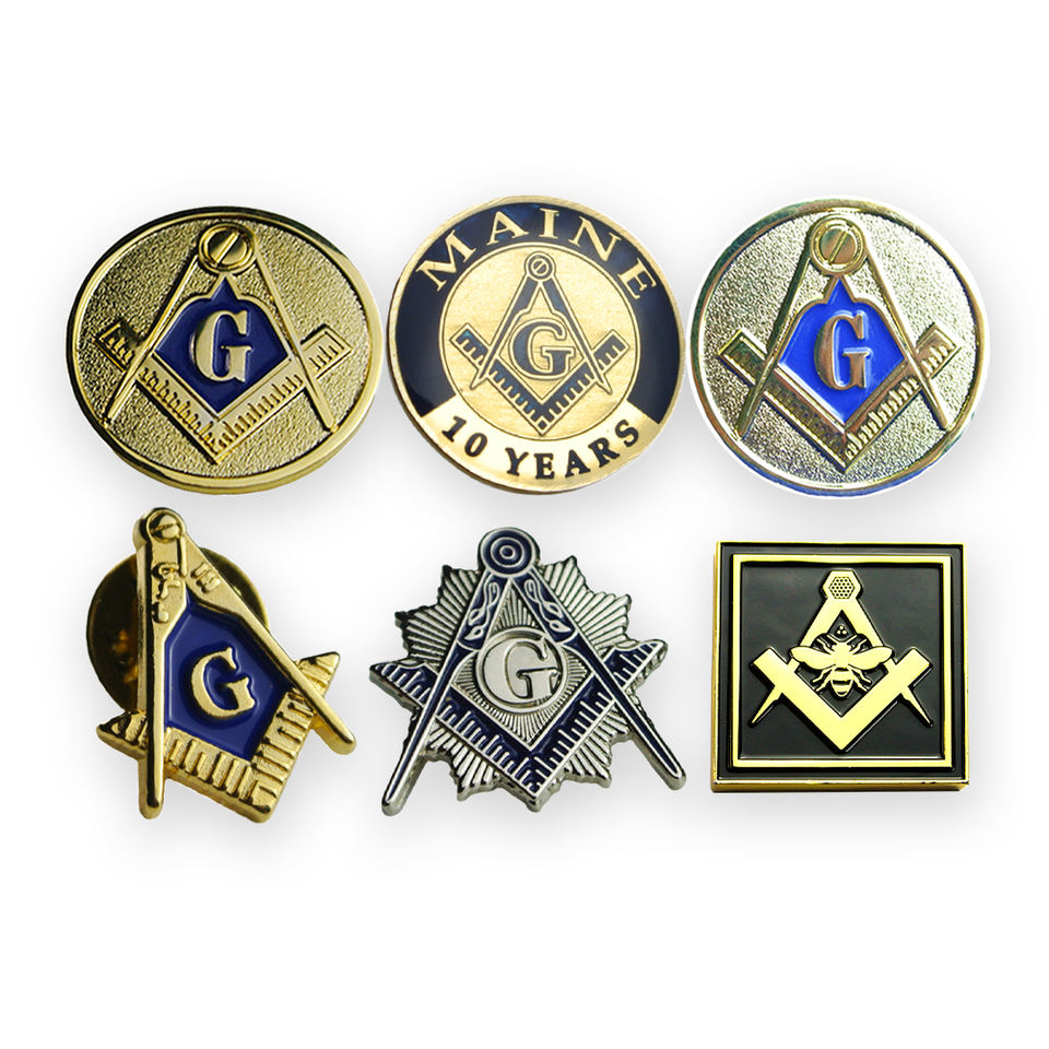 Diseño gratuito de alta calidad Freemason Freemason irregularmente Pins de la solapa de esmalte suave en forma de masónica en venta